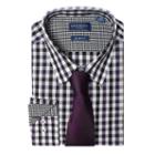 Big & Tall Men's Nick Dunn Slim Tall Patterned Easy-care Spread-collar Dress Shirt & Tie Set, Size: 3xlt 38/39, Purple