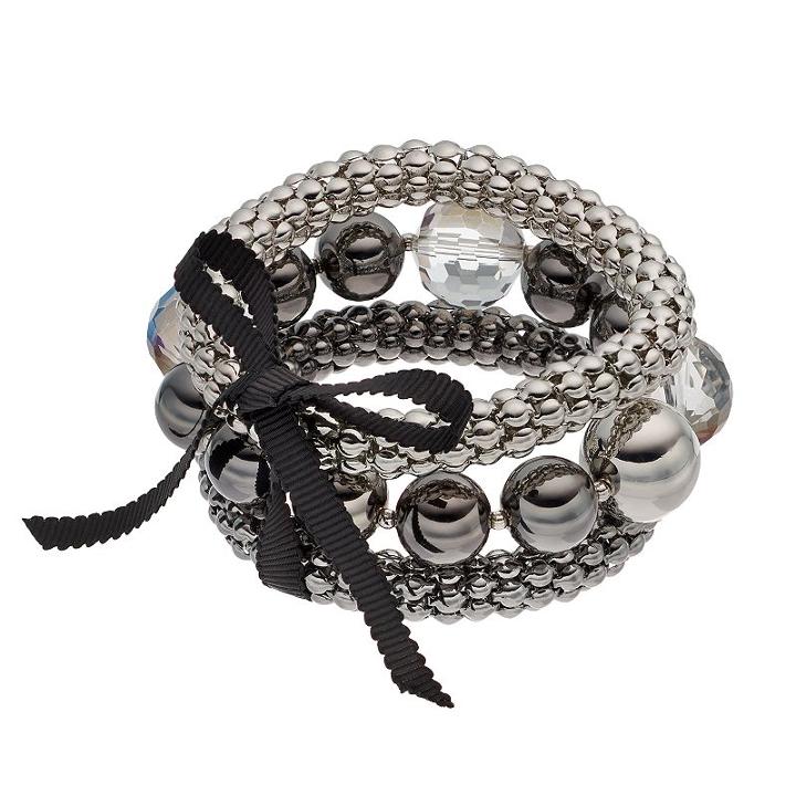 Simply Vera Vera Wang Bead & Popcorn Chain Stretch Bracelet Set, Women's, Blue