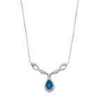 Sterling Silver London Blue Topaz Twisted Teardrop Necklace, Women's