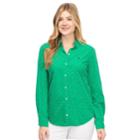Women's Izod Essential Button-down Shirt, Size: Medium, Green