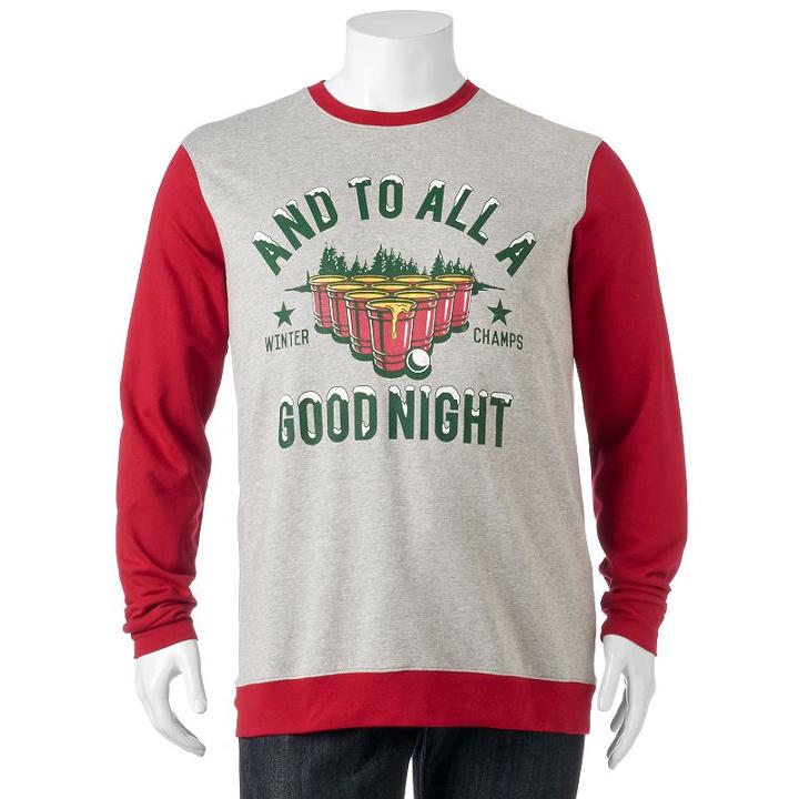 Big & Tall And To All A Good Night Fleece Pullover, Men's, Size: 3xl Tall, Grey Other