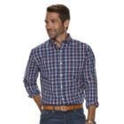 Men's Croft & Barrow&reg; Classic-fit Checked Stretch Button-down Shirt, Size: Xxl, Dark Blue