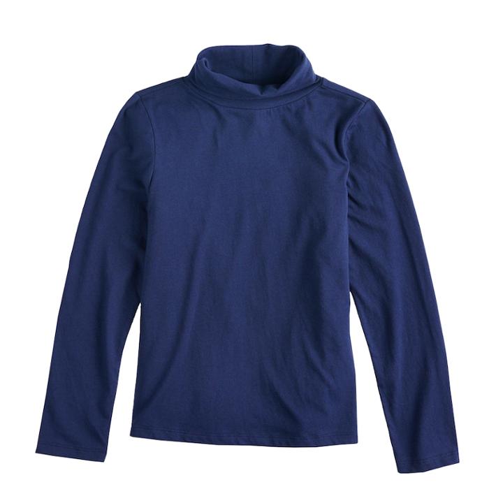 Girls 7-16 & Plus Size So&reg; Core Turtleneck Tee, Size: 16 1/2, Blue (navy)