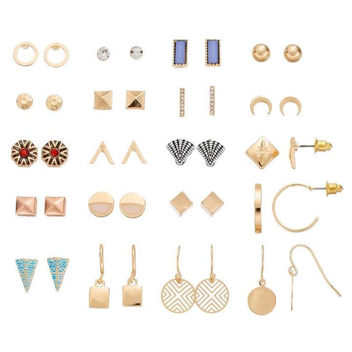 Seashell, Crescent & Geometric Earring Set, Women's, Multicolor