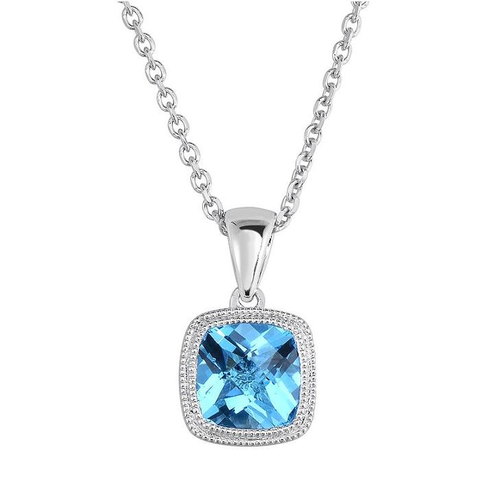 Blue Topaz Sterling Silver Pendant Necklace, Women's