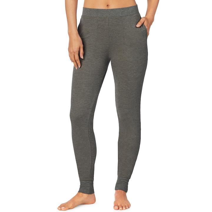 Plus Size Cuddl Duds Strecth Waffle Thermal Leggings, Women's, Size: 2xl, Med Green