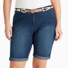 Plus Size Gloria Vanderbilt Joslyn Belted Bermuda Jean Shorts, Women's, Size: 18 W, Brt Blue