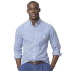 Men's Chaps Classic-fit Gingham Checked Easy-care Poplin Button-down Shirt, Size: Medium, Blue (navy)