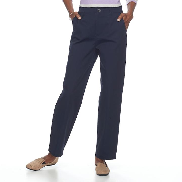 Women's Croft & Barrow&reg; Relaxed Twill Pants, Size: 14, Blue
