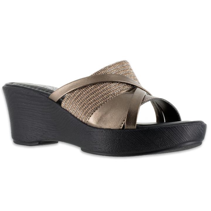 Tuscany By Easy Street Lucette Women's Wedge Sandals, Size: 10 Wide, Brown