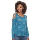 Juniors' Mudd&reg; Lattice Cold-shoulder Sleeve Top, Teens, Size: Xl, Turquoise/blue (turq/aqua)