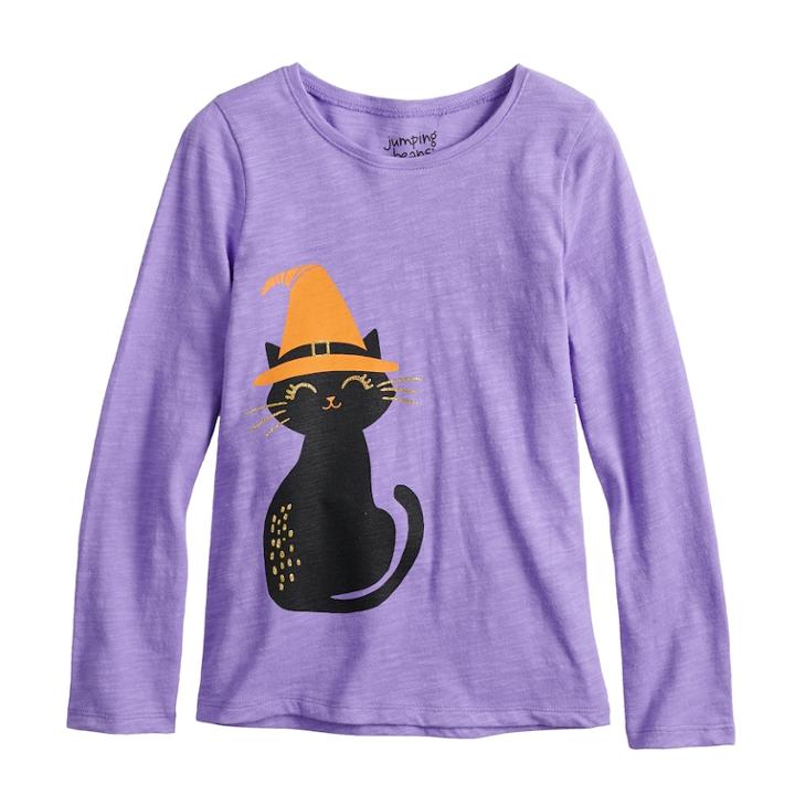 Girls 4-10 Jumping Beans&reg; Halloween Glittery Graphic Tee, Size: 6, Med Purple