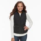 Petite Croft & Barrow&reg; Quilted Vest, Women's, Size: L Petite, Black