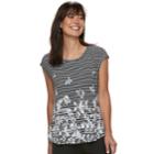 Women's Elle&trade; Printed Crepe Top, Size: Xs, Black