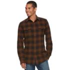 Men's Sonoma Goods For Life&trade; Slim-fit Plaid Flannel Button-down Shirt, Size: Medium, Med Brown
