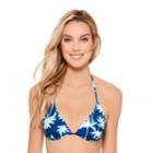 Juniors' Hot Water Palm Tree Triangle Halter Bikini Top, Women's, Size: Xl, Blue (navy)