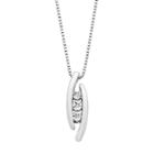 Sterling Silver Diamond Accent 3-stone Pendant Necklace, Women's, White