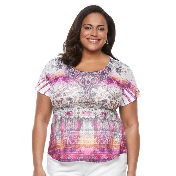 Plus Size World Unity Print Sublimation Tee, Women's, Size: 2xl, White Oth