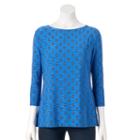 Women's Croft & Barrow&reg; Boatneck Jacquard Top, Size: Large, Blue (navy)