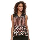 Women's Dana Buchman Printed Crochet-trim Top, Size: Small, Med Brown