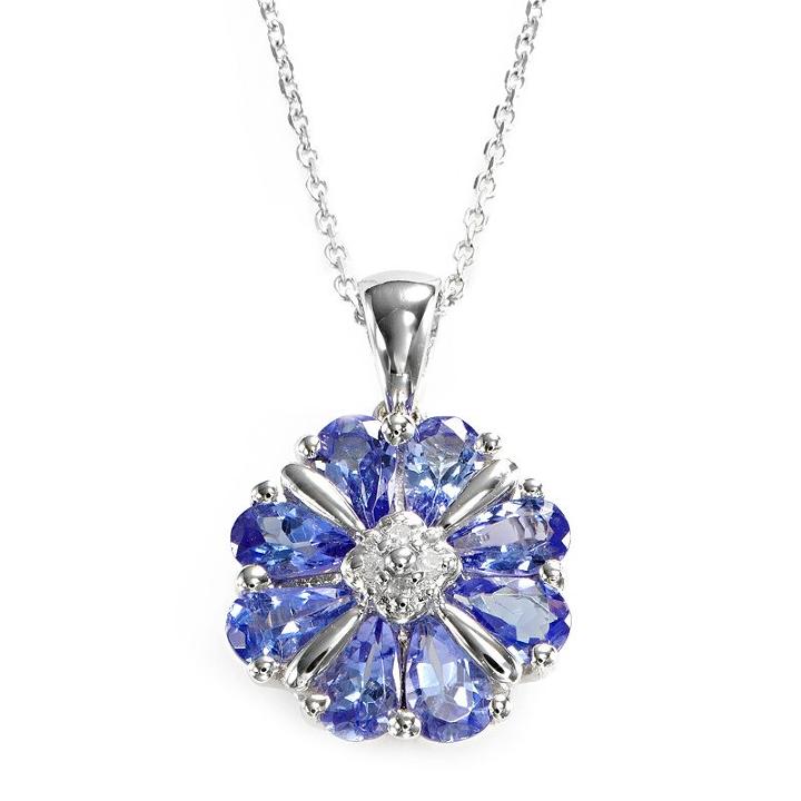 Sterling Silver Tanzanite And Diamond Accent Flower Pendant, Women's, Size: 18, Purple