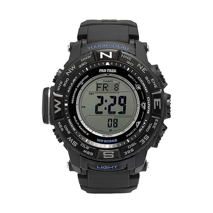 Casio Men's Pro Trek Triple Sensor Tough Solar Digital Atomic Watch - Prw3510y-1cr, Black