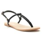 Women's Lc Lauren Conrad Basic Knotted T-strap Sandals, Size: Large, Black