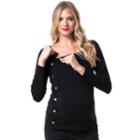 Maternity Pip & Vine By Rosie Pope Snap Nursing Sweater, Women's, Size: M/l-mat, Black