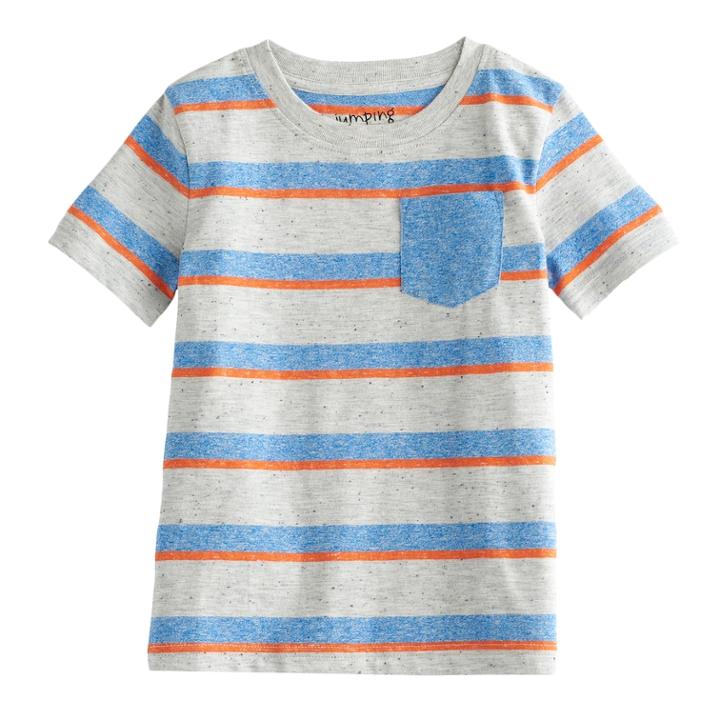 Baby Boy Jumping Beans® Striped Pocket Tee, Size: 24 Months, Light Grey