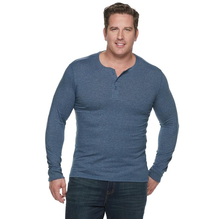 Men's Sonoma Goods For Life&trade; Supersoft Modern-fit Henley, Size: 4xb, Dark Blue