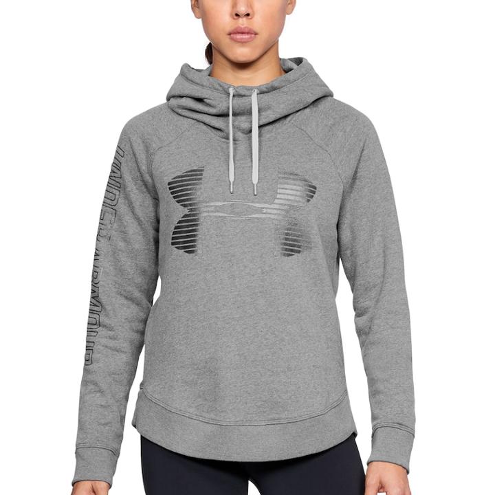 Women's Under Armour Favorite Fleece Metallic Logo Hoodie, Size: Xs, Grey