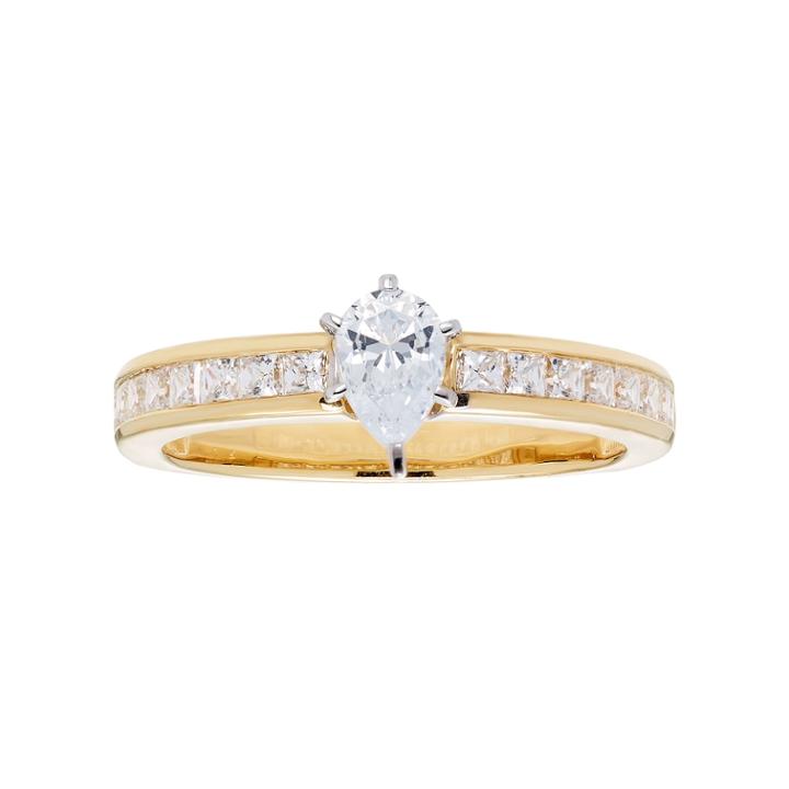 14k Gold Pear Cut 1 Carat T.w. Igl Certified Diamond Engagement Ring, Women's, Size: 5.50