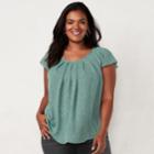 Plus Size Lc Lauren Conrad Love, Lauren Pleated Top, Women's, Size: 3xl, Med Green