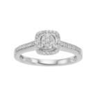 Hallmark Sterling Silver 1/6 Carat T.w. Diamond Cluster Square Halo Ring, Women's, Size: 8, White
