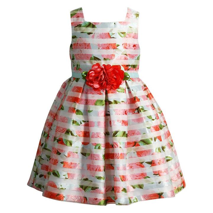 Girls 4-6x Youngland Pink Floral Burnout Stripe Dress, Girl's, Size: 4, Ovrfl Oth