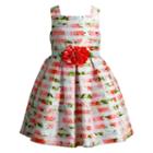 Girls 4-6x Youngland Pink Floral Burnout Stripe Dress, Girl's, Size: 4, Ovrfl Oth