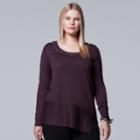 Plus Size Simply Vera Vera Wang Embellished Neckline Sweater, Women's, Size: 3xl, Purple
