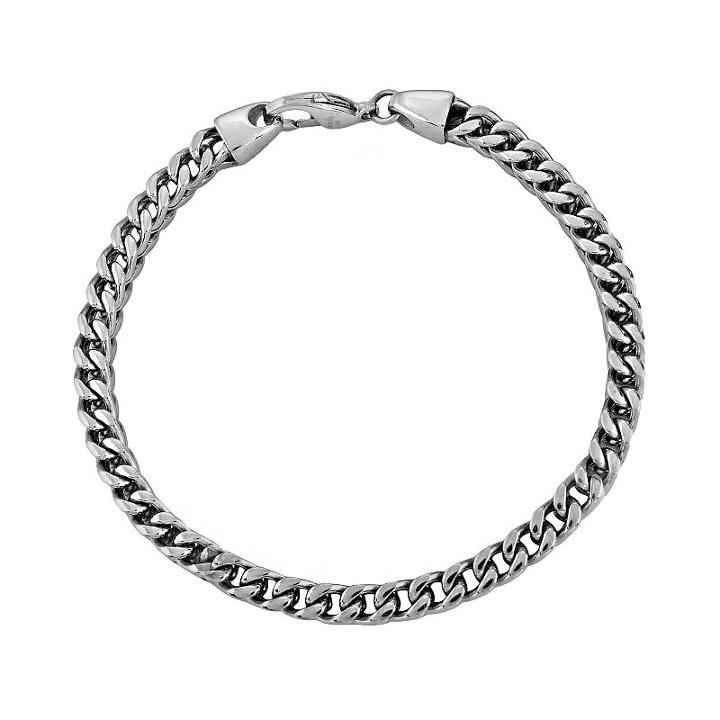 Lynx Stainless Steel Foxtail Chain Bracelet - Men, Grey