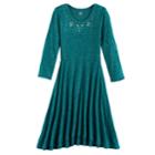 Girls 7-16 & Plus Size So&reg; Embellished Neck Cozy Dress, Size: M (12), Green