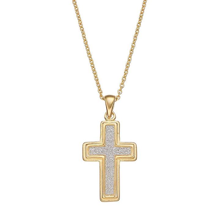 Sterling Silver Cross Pendant Necklace, Women's, Size: 18, Yellow