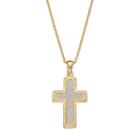 Sterling Silver Cross Pendant Necklace, Women's, Size: 18, Yellow