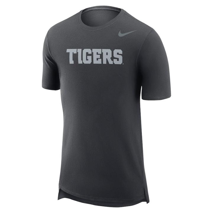 Men's Nike Clemson Tigers Enzyme Droptail Tee, Size: Xxl, Grey (anthracite)