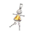 Sterling Silver Birthstone Babies Girl Charm, Orange