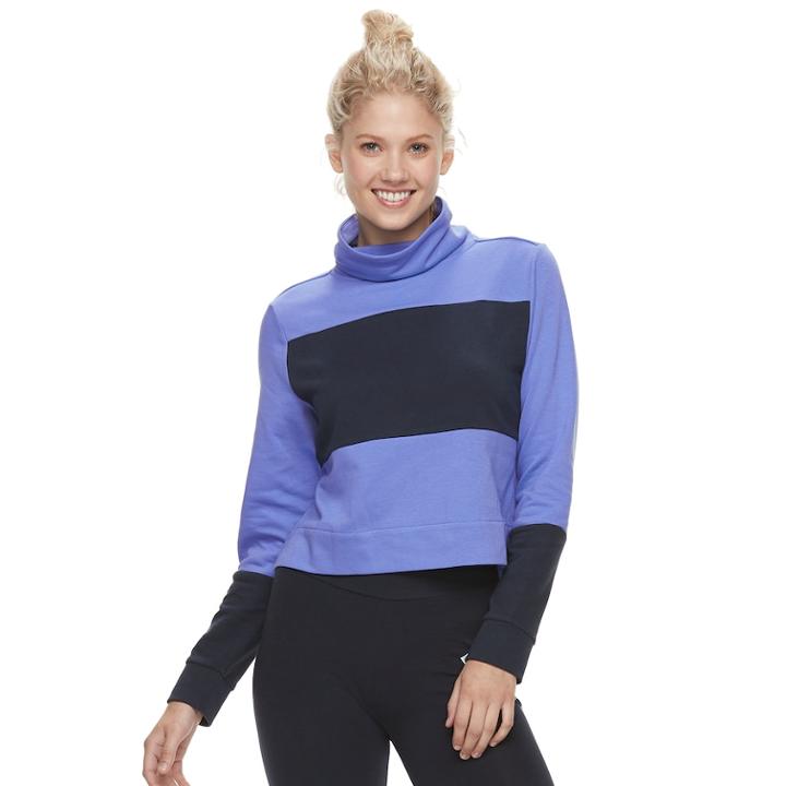 Women's Adidas Sport 2 Street Mock Neck Sweatshirt, Size: Large, Lt Purple