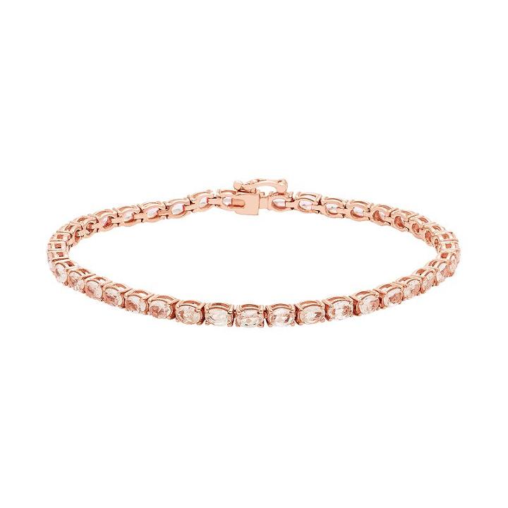 14k Rose Gold Over Silver Morganite Tennis Bracelet, Women's, Size: 7, Pink