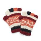 Sijjl Women's Snowflake Wool Fingerless Gloves, Red