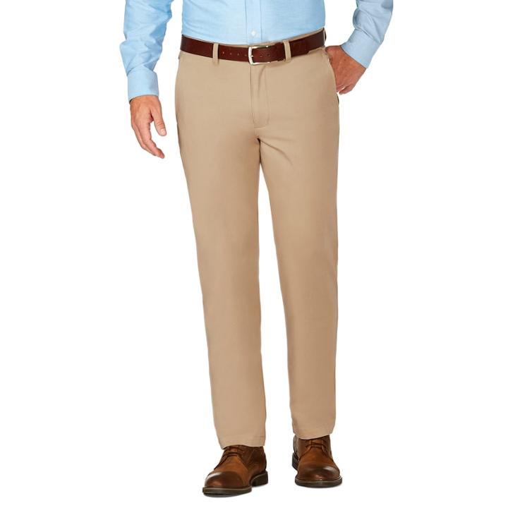 Men's J.m. Haggar Luxury Comfort Slim-fit 4-way Stretch Flat-front Casual Pants, Size: 32x30, Dark Beige