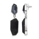 Simply Vera Vera Wang Black Geometric Stone Nickel Free Double Drop Earrings, Women's