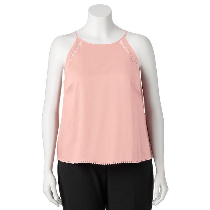 Juniors' Plus Size Mudd&reg; Pom-pom Halter Tank, Girl's, Size: 2xl, Lt Orange