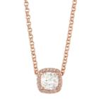 Lily & Lace 14k Rose Gold Plated Cubic Zirconia Square Halo Pendant, Women's, Size: 18, White